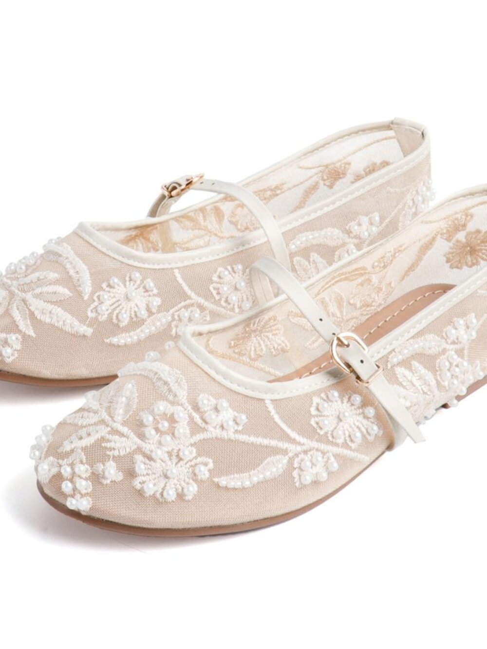 Ballet Flats with Strap for Women Floral Ballet Flats Mesh Shoes Women Flat Slip